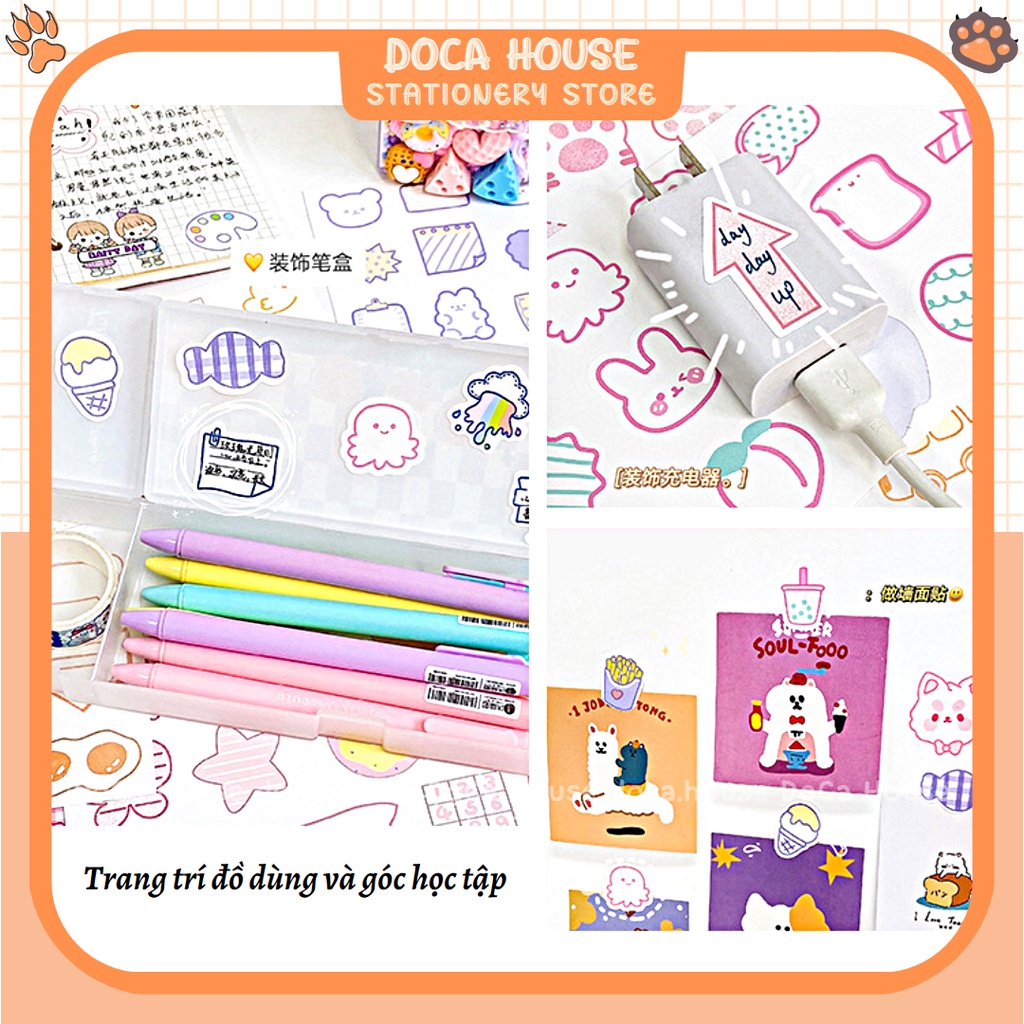 Set 8 Tấm Sticker Note, Hình Dán Ghi Chú Trang Trí Họa Tiết Hoạt Hình Vui Nhộn