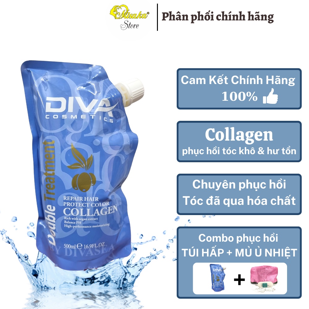 DIVA - Dầu Hấp Ủ Dưỡng Ẩm Phục Hồi Siêu Mềm Mượt Diva Collagen 500ml ALYA