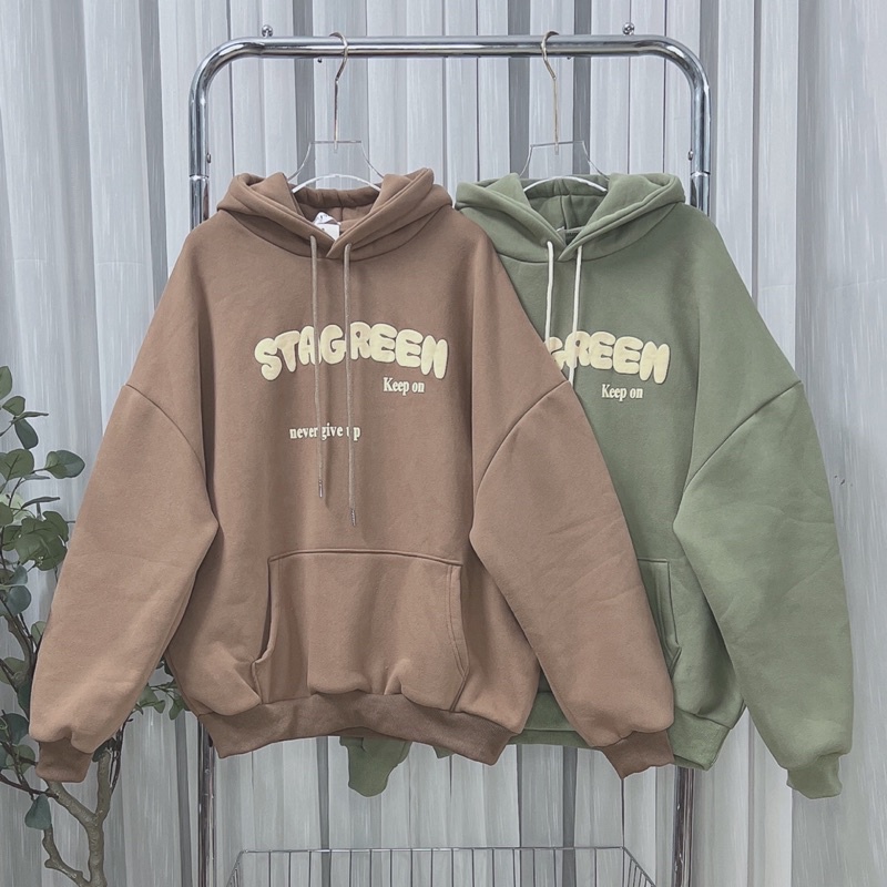 Áo hoodie nỉ tàu chữ in nỗi Stag 5 màu M667