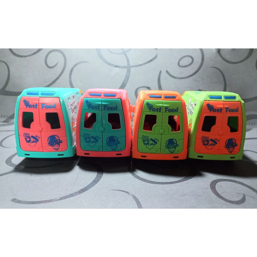 Đồ Chơi Vận Động Giáo Dục Mini City, Mô Hình Xe Giao Hàng Hamberger Có Thể Mở Cửa Size 12cm 02181