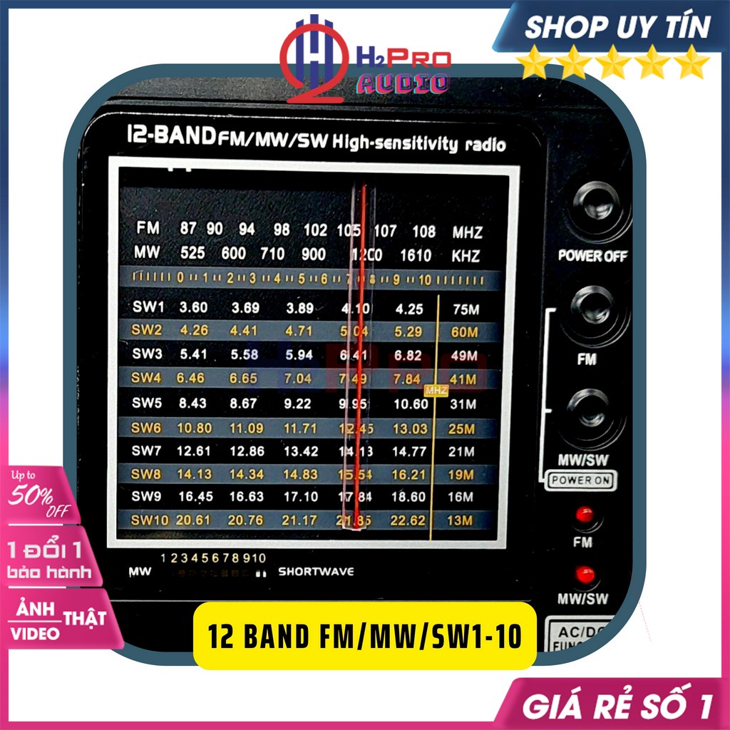 Đài Radio S.o.n.y SW-026AC Cao Cấp 12 Bands Fm/Mw/Sw1-10, Sóng Khỏe, Điện 220V/2 Pin, Đài Radio Cho Người Già-H2ProAudio