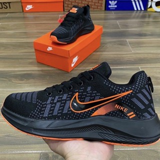 Giày thể thao nam Nike Zoom, Giày Nam Chạy, Đi Bộ Đế Mềm Nike Zoom đen đế cam