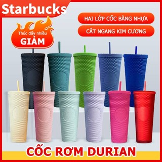 Cốc giữ nhiệt Starbucks phiên bản giới hạn có ống hút họa tiết vân kim cương tái sử dụng dòng Frosted Durian  710ml / 473ml 