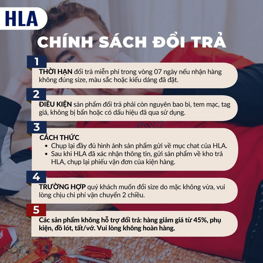 HLA - Áo Thun Nam Ngắn Tay Phối Họa Tiết Comfortable Simple Short Sleeve T-shirt