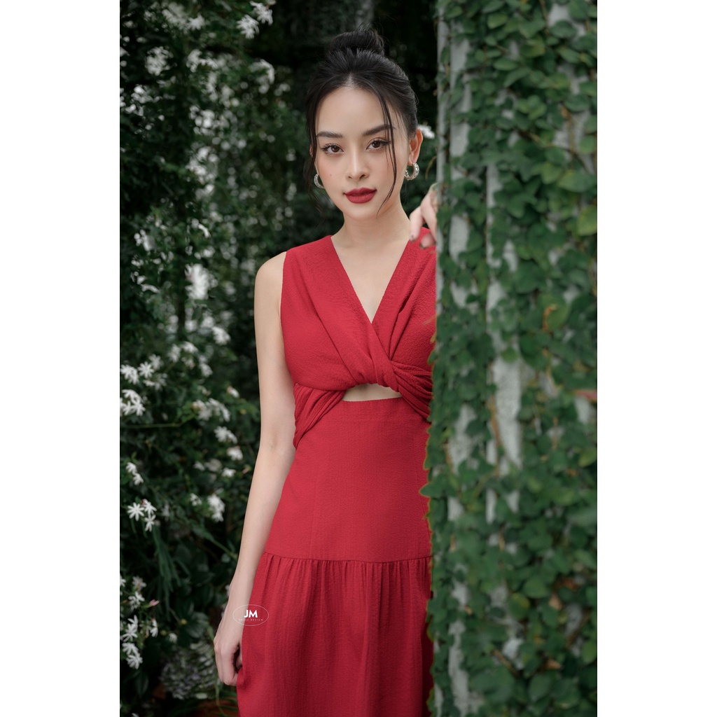 JM Dress Desgin - Đầm cổ V xoắn ngực nhún chân 1P19.2212CT