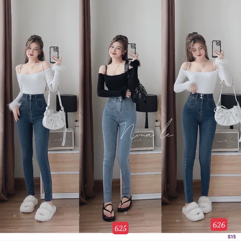 Quần jean nữ lưng cao màu xanh, quần bò nữ co giãn mẫu mới form ôm dáng siêu đẹp thời trang LadyFashion-MQ636
