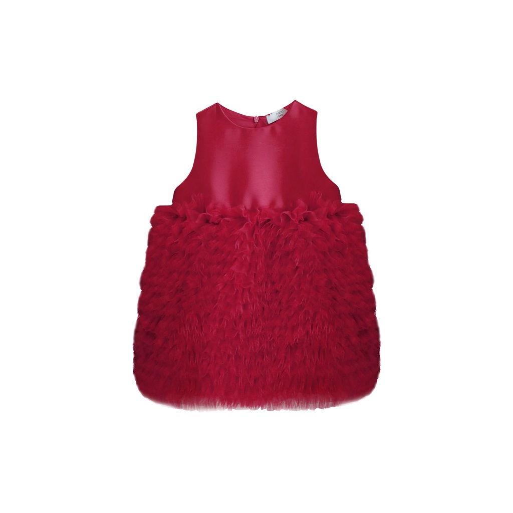 Đầm Công Chúa Không Tay Màu Đỏ Thời Trang Thu Đông Hàng Mới Dành Cho Bé Gái