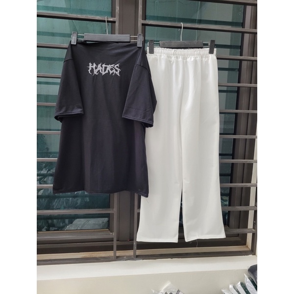 Set Áo Thun HAD Mix Quần Trắng Xịn Xò Nam Nữ From Rộng