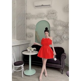 MS1376V ĐẦM XOÈ LÔNG NGỰC full size S/M/L/XL