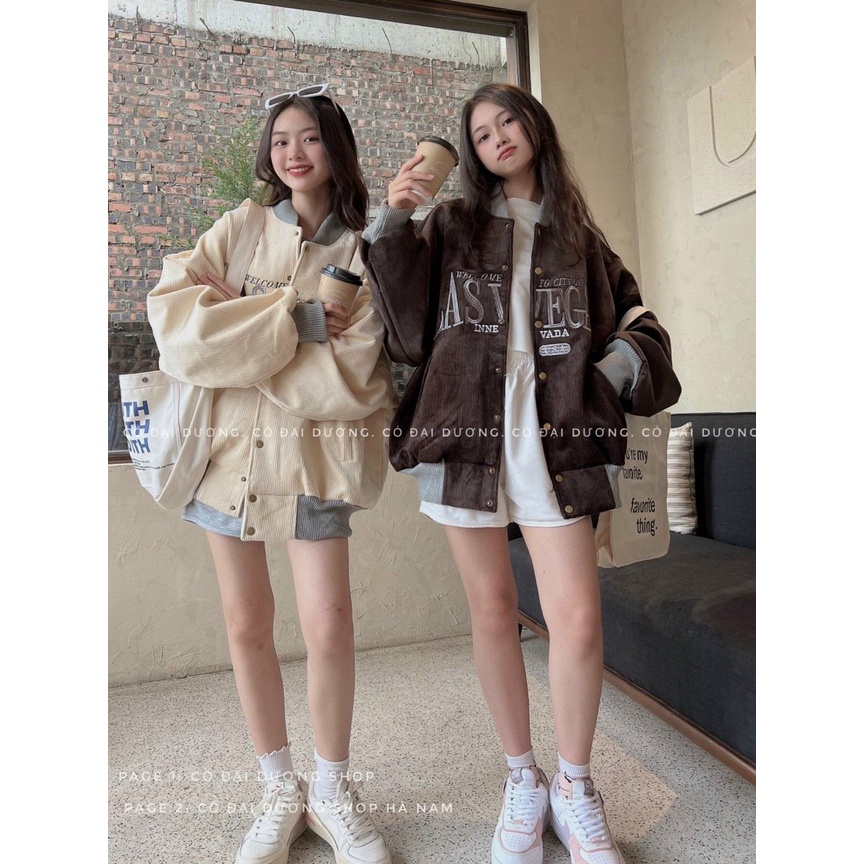 Áo khoác bomber nam nữ, logo thêu chữ LAVEGAS, chất nhung tăm, áo khoác bomber nữ from rộng 2 lớp. TP