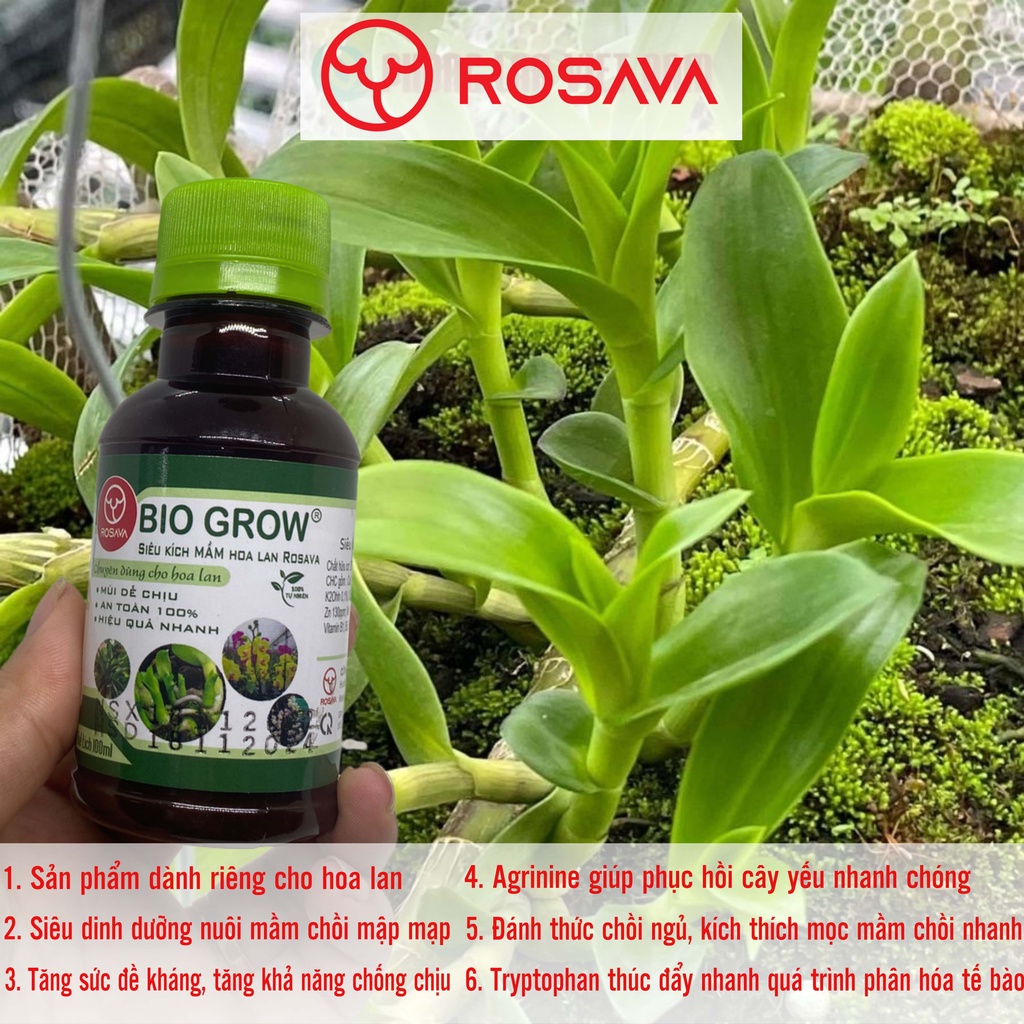 Phân bón lan, thuốc kích mầm cho cây và hoa lan Bio Grow hữu cơ vi sinh ROSAVA