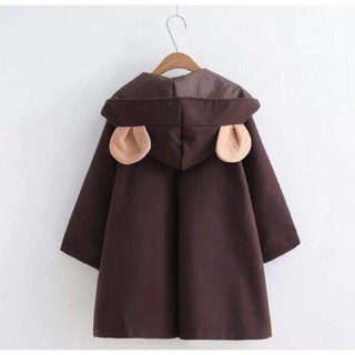 Áo khoác dạ nữ mũ gấu cute