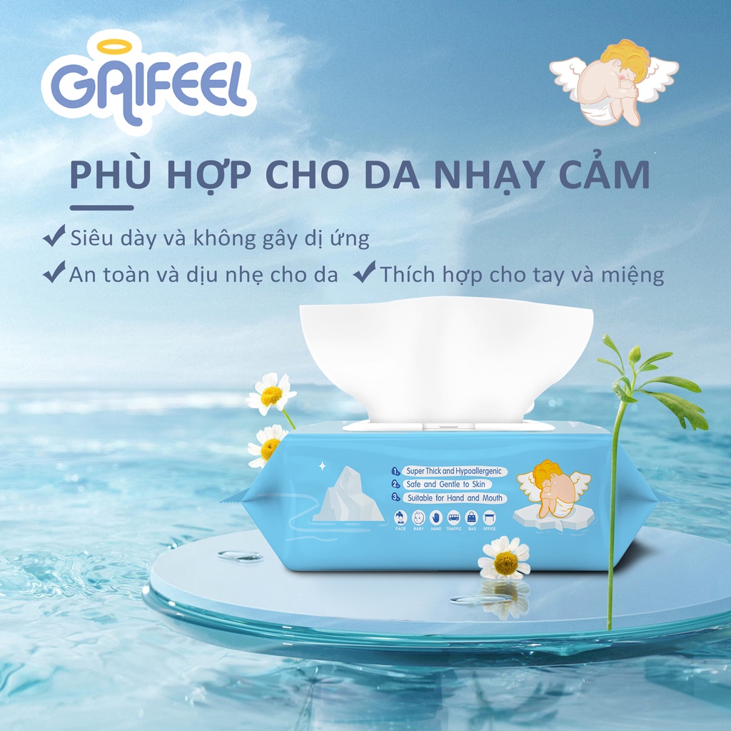 Gói 80 khăn giấy ướt GAIFEEL cho bé khăn ướt khăn lau em bé