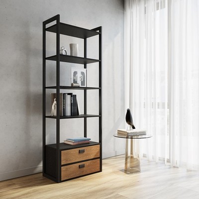 HENRY, Kệ trưng bày 4 tầng 2 ngăn kéo SHE_136, 65x35x185cm, Scandi Home
