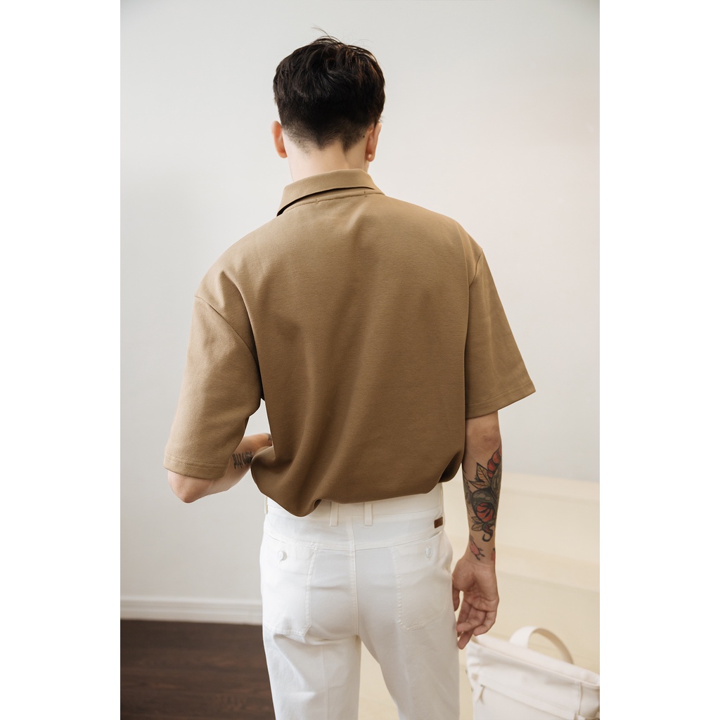 Áo polo nam BASEE phối màu line áo in họa tiết