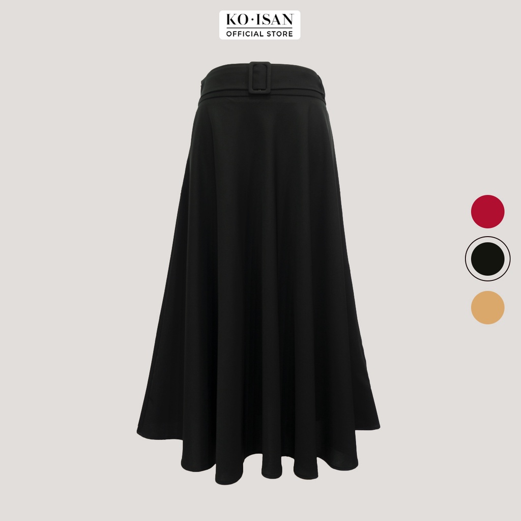 Chân váy dáng dài xòe bản cạp có khoen đai KOISAN  vải trượt chéo cao cấp trẻ trung nữ tính W2251212