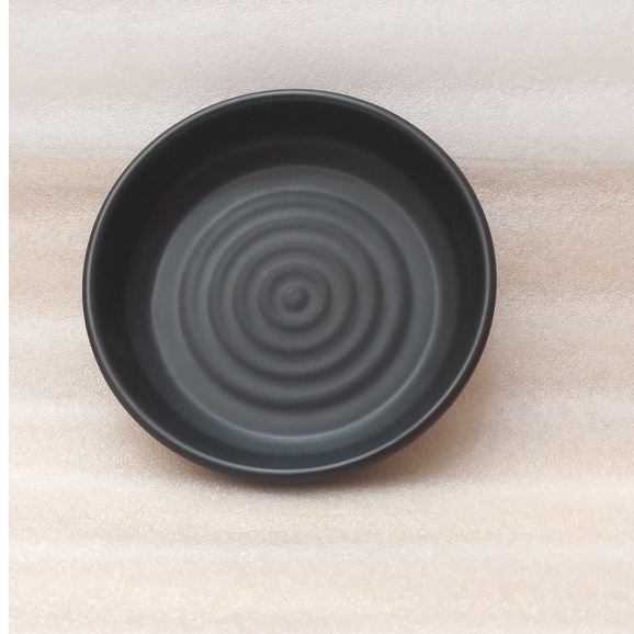 Dĩa tròn nhám đen gân sâu nhựa Melamine DGS 06N