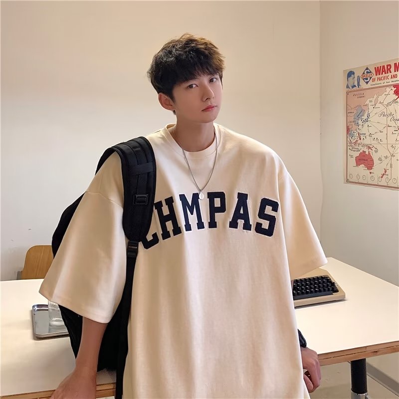 Áo Thun Tay Ngắn Cổ Tròn Dáng Rộng In Chữ Thời Trang Mùa Hè Cho Cặp Đôi Size M-5XL