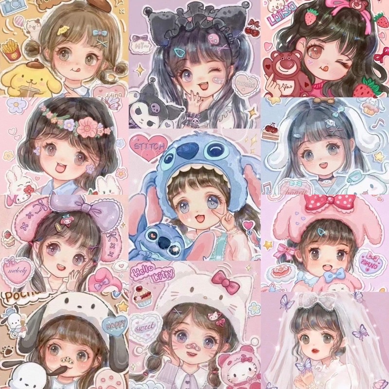 HÀNG CÓ SẴN Tranh đính đá 5D tự làm hình cô gái dễ thương cute mới 30*30cm