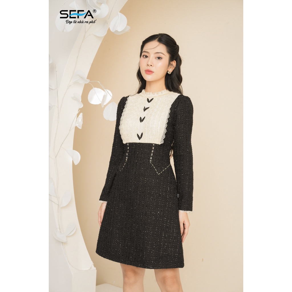 Đầm dạ SEFA chất liệu dạ tweed phom A tôn dáng