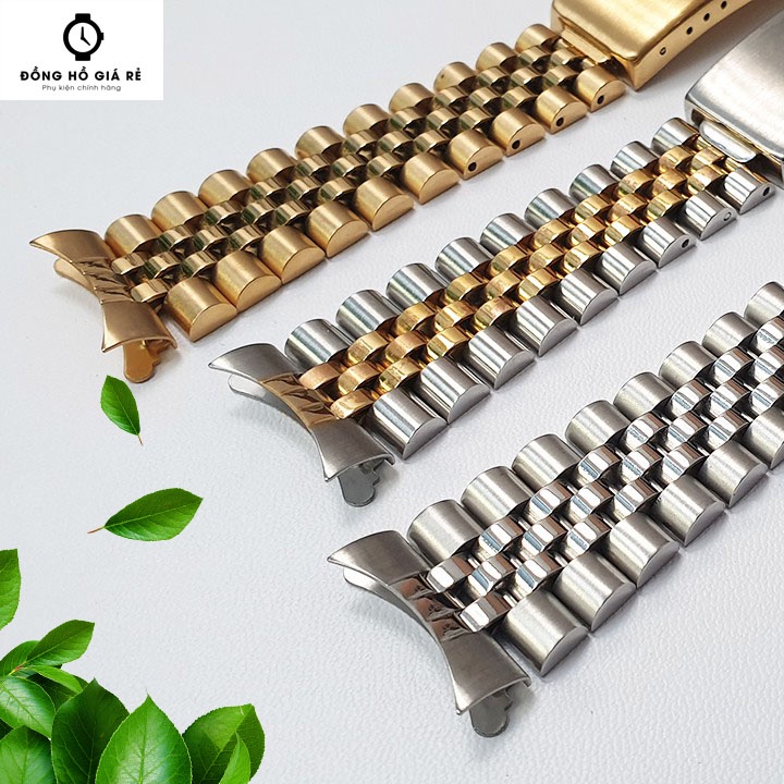 Dây đồng hồ R O L E X 20mm màu vàng thép đúc không gỉ năm hạt