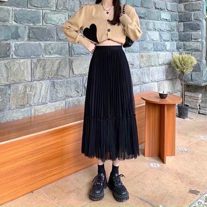 Chân váy nữ dáng dài L1, chân váy hàng dày dặn mặc được 2 kiểu