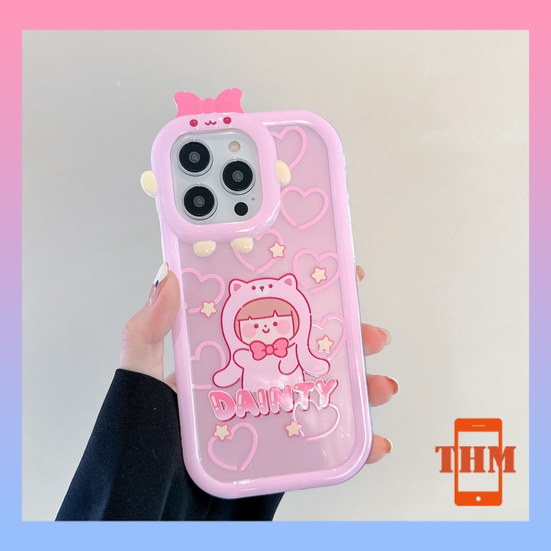 Ốp lưng iphone Con gấu nhỏ bé bé gái phim hoạt hình màu hồng vỏ điện thoại hình quái vật nhỏ Cho Iphone 6 / 6S / 6splus / se / 7 / 7plus / 8 / 8plus / X / xs / xsmax / 11 / 12 / 13 / 14 / Plus / pro / pro max-6002