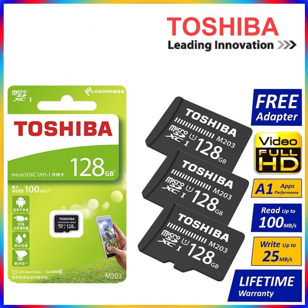 Thẻ Nhớ MICRO SD TOSHIBA 80-100MB / s Class 10 Dung Lượng 128GB / 64GB / 32GB / 16GB