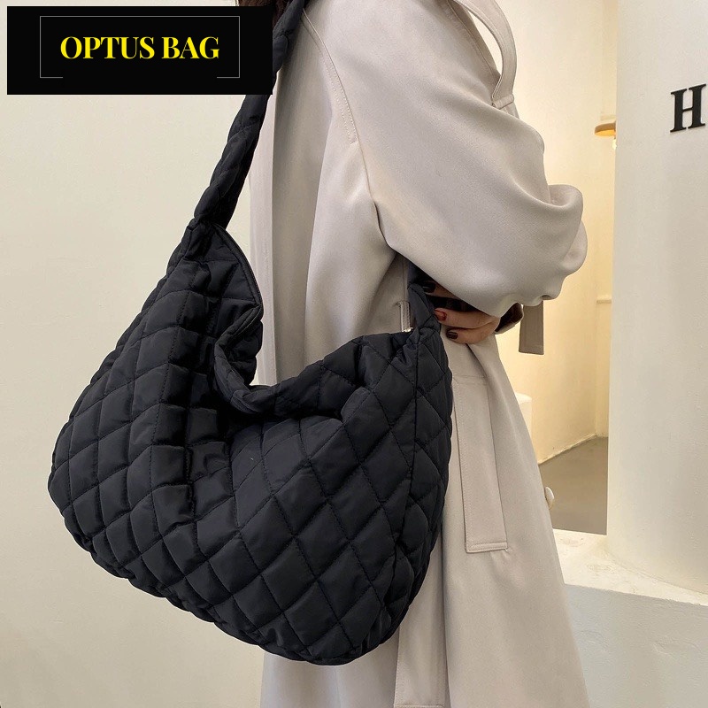 Túi Tote Đeo Dưới Cánh Tay Optusbag Bằng Cotton Họa Tiết Kẻ Sọc Nhiều Màu Sắc Thời Trang Mùa Đông Cho Nữ