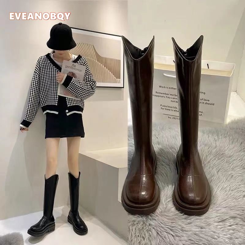 【Kiểm định chất lượng】Giày Bốt Cổ Cao Qua Gối Đế Dày Màu Trắng Thời Trang Thu Đông Cho Nữ