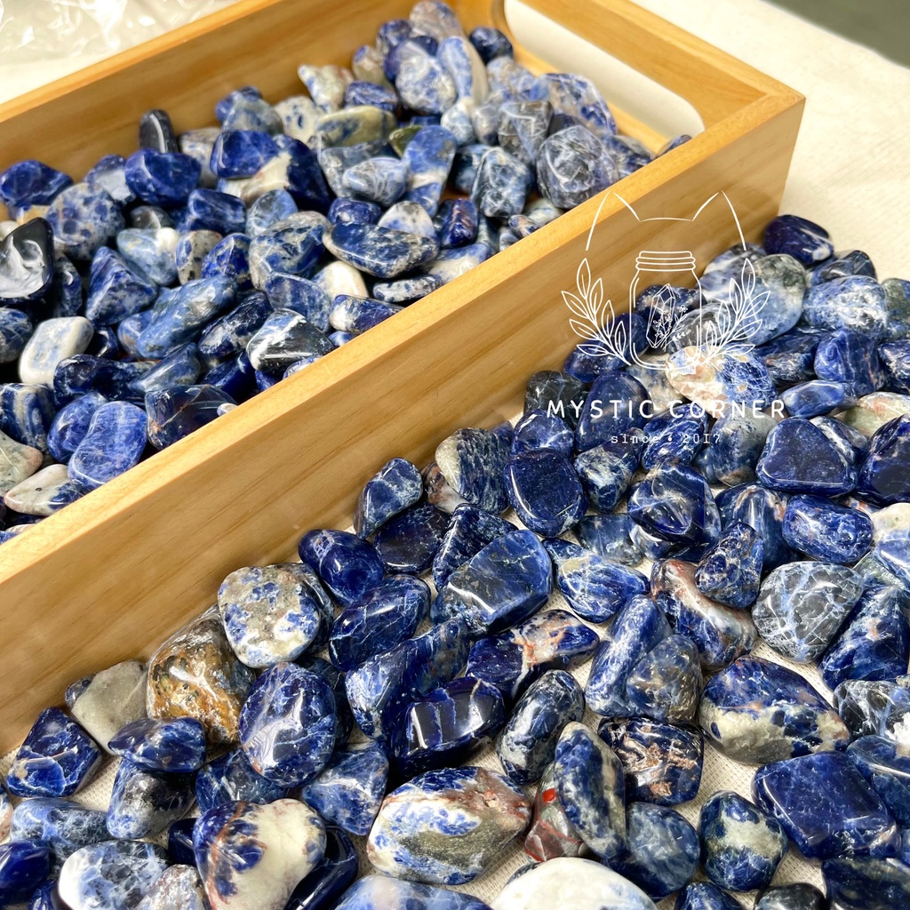 Đá thanh tẩy Sodalite tumbled xanh dương, đá thach anh dùng trong Tarot