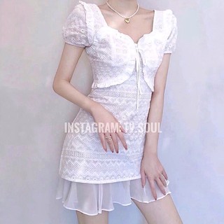 𝐒𝐀𝐋𝐄 𝐔𝐏 𝐓𝐎 𝟓𝟎% ‼️[CÓ SẴN - ẢNH THẬT TV.SOUL] Đầm trắng tiểu thư