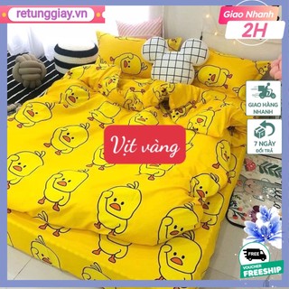 Ga trải giường bo chun 1M2X2M,1M6X2M,1M8X2M,Vải cotton poly[retunggiay]họa tiết vịt vàng