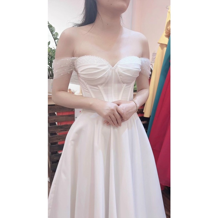 Đầm maxi mặc cưới TRIPBLE T DRESS cho dâu xinh đi bàn nhẹ nhàng sang trọng - MS417V - Size S/M/L