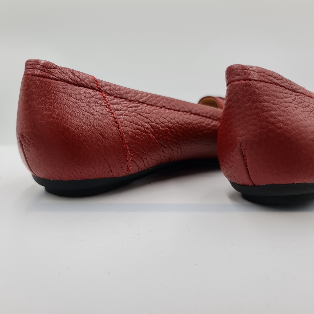 Giày búp bê nữ mũi tròn da bò thật Lunashoes BX07 giầy đế bệt có nơ cao cấp dễ đi kiểu Hàn quốc nhiều màu