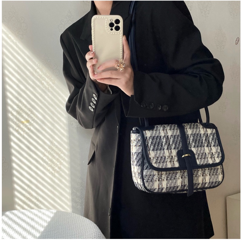 Mischa Túi Đeo Vai Bằng Vải Lông Sức Chứa Lớn Họa Tiết Kẻ Sọc Thời Trang Dành Cho Học Sinh