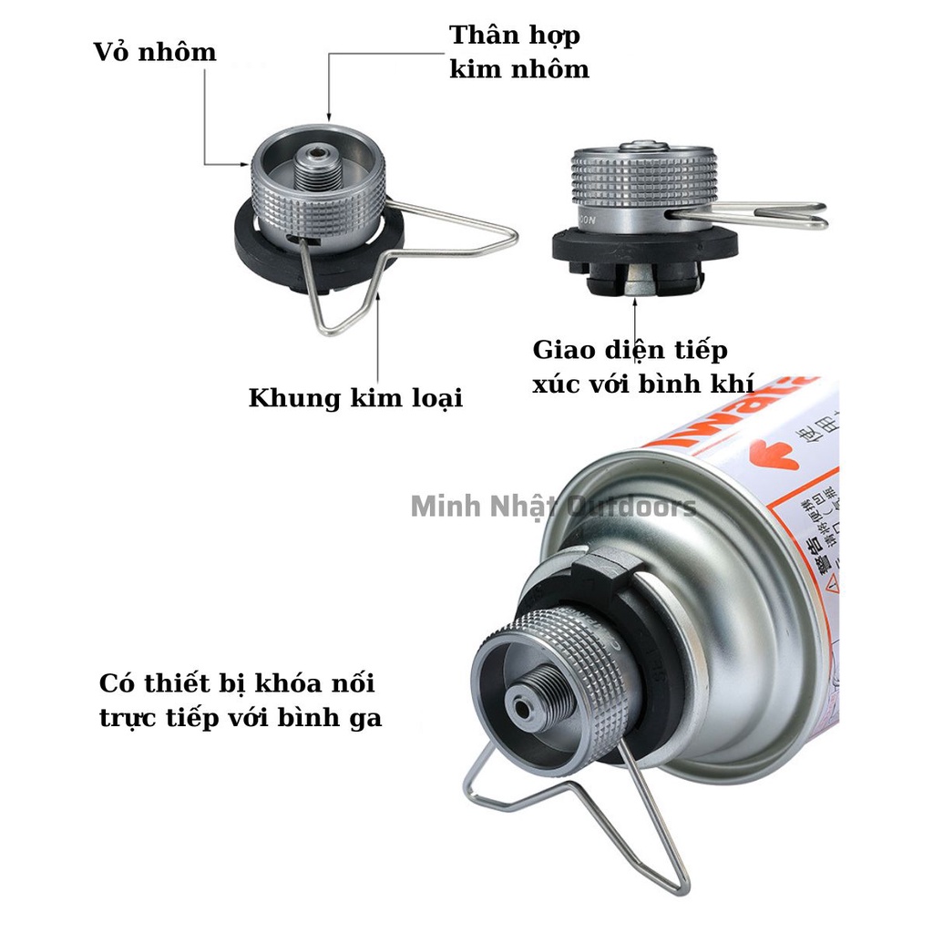 Đầu chuyển đổi Adapter Campingmoon Z10 có giá đỡ bình ga nối bếp gas dã ngoại với bình ga mini dài thông thường