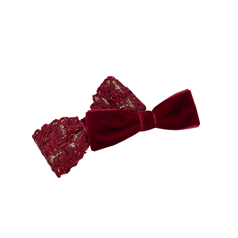 Kẹp Tóc Nơ Bằng Len Nhung Dệt Kim Thời Trang 2023