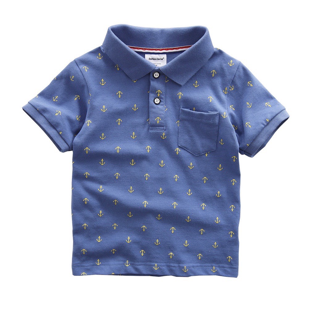 Áo polo chất cá sấu cao cấp, áo polo cộc tay cho bé trai có cổ in hình thạch sùng - HADU KIDS 7- 28 kg