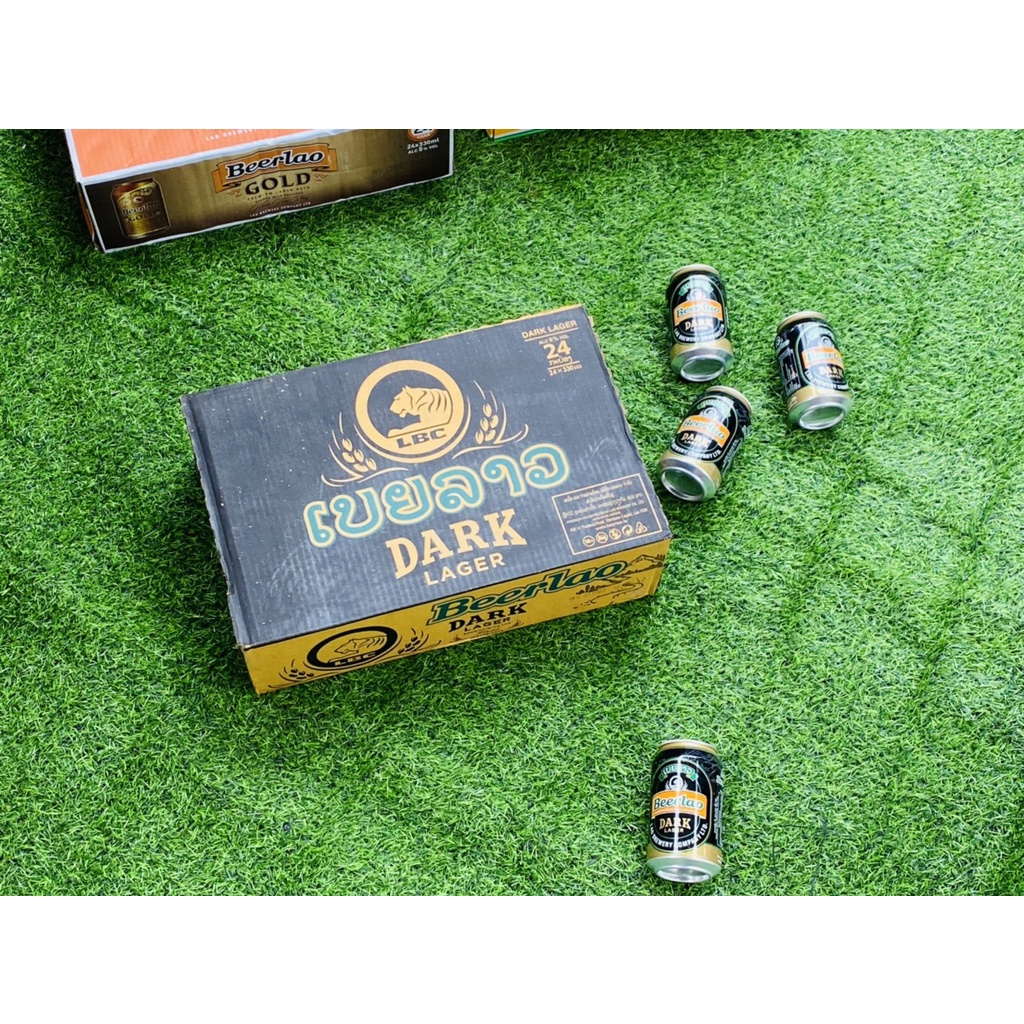 Bia Lào đen dark lager, 6% phê khó cưỡng, 1 thùng 24 lon