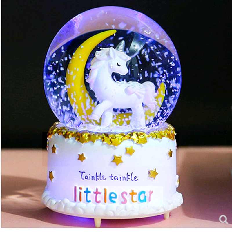 Quả Cầu Tuyết Pha Lê Tuyết Tự Động Hình Ngựa Con Nhỏ my little pony mu Làm Quà Tặng Sinh Nhật Cho Bé Gái Và Bé Gái
