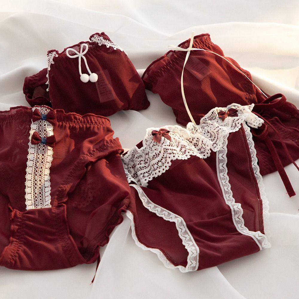 Quần Lót Cotton Không Đường May Thoáng Khí Đính Nơ Màu Sắc Xinh Xắn Cho Nữ