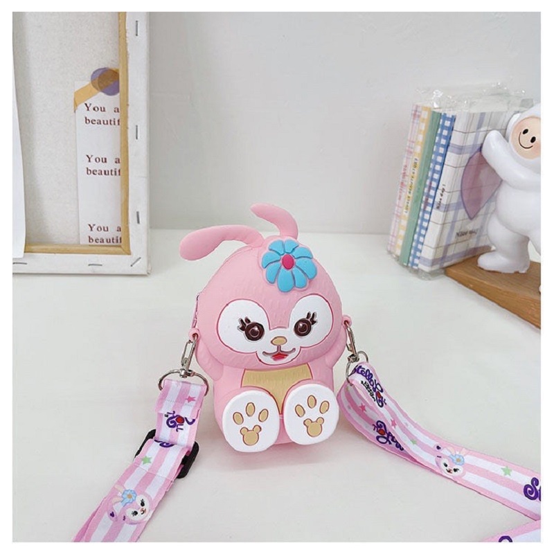 TÚI ĐEO CHÉO CHO BÉ GÁI HÌNH THỎ CUTE, TÚI DA SILICON ĐỰNG LIXI CHƠI TẾT CHO CÁC BÉ