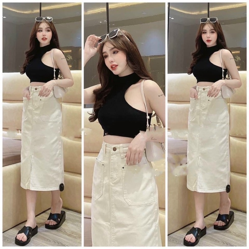 ÁO THUN ZIP SÁT NÁCH KHOÉT LỆCH SEXY FROM BASIC MS90178