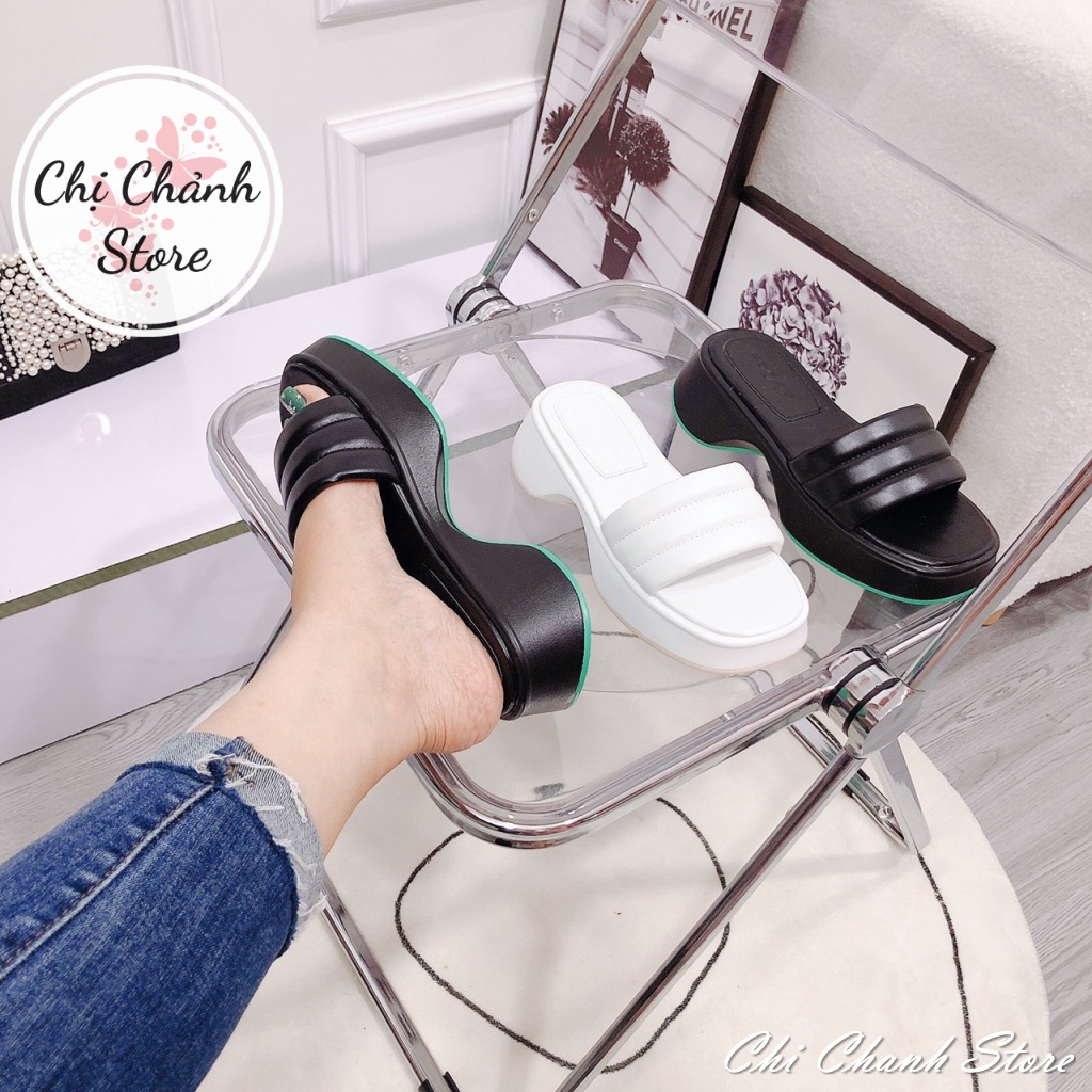 Dép Sandal Xuồng Cao 5p Hàng Đẹp Quai Bản Ngang Phồng Mềm Đi Êm Chân - Chị Chảnh Store D12