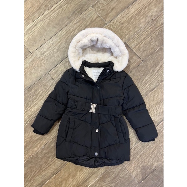 Áo khoác phao lót lông thắt đai Primary xuất xịn cho bé gái