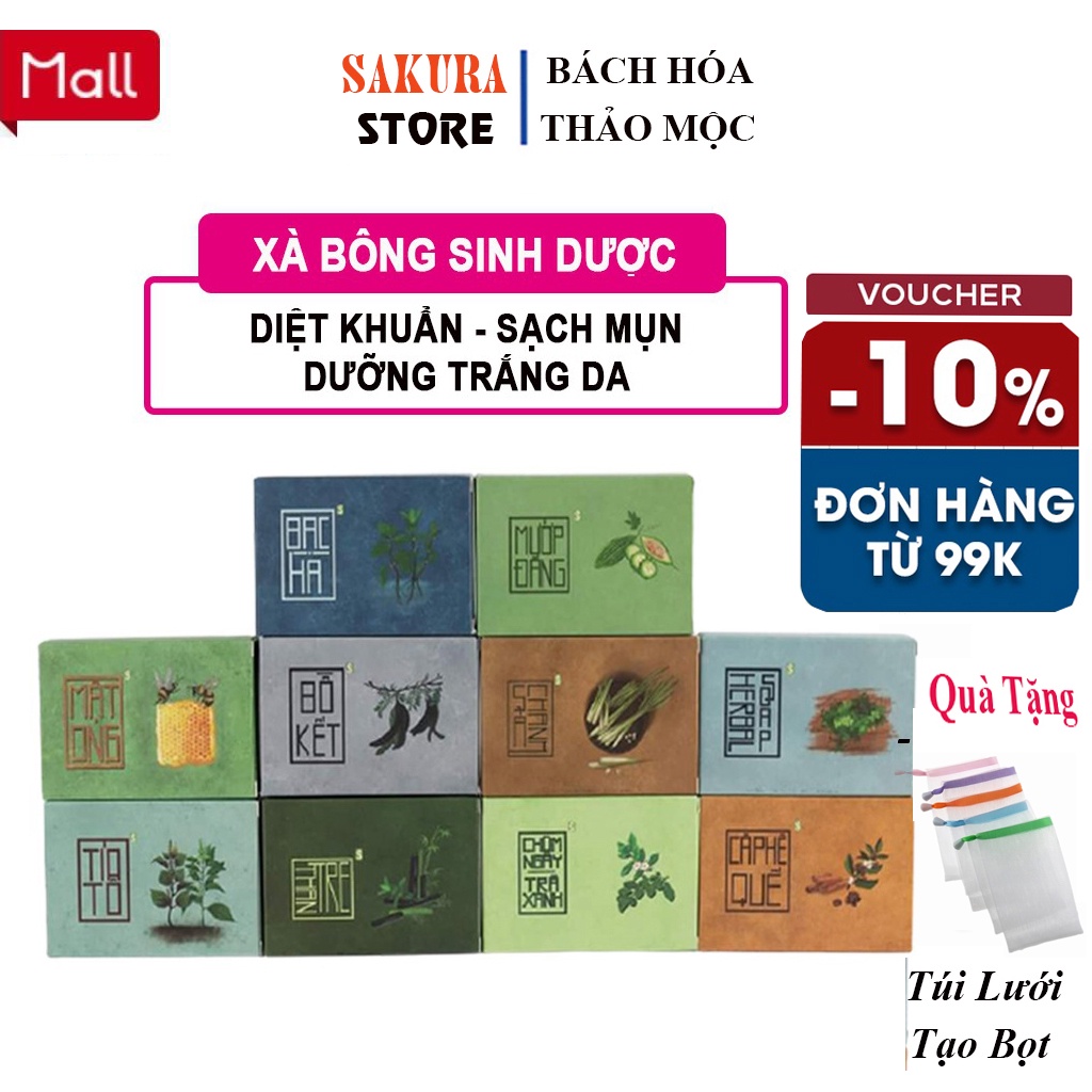 Xà Bông Sinh Dược Thiên Nhiên Đủ 10 Loại (Xà Bông Mướp Đắng, Nghệ Mật Ong, Chanh Sả....)