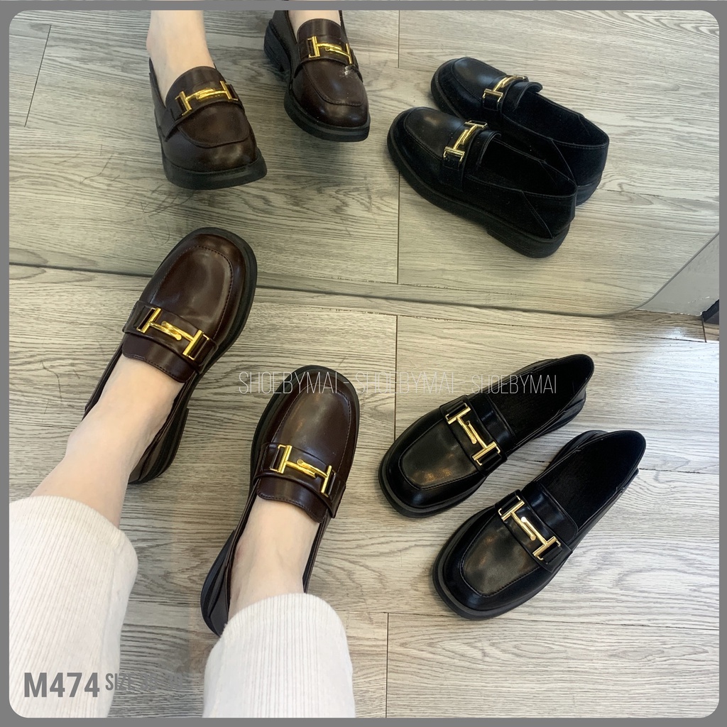Giày moca nữ gắn họa tiết thời trang M474