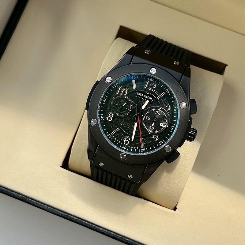 Đồng hồ nam HULOT dây thơm hương vani, size 44mm, dây cao su dẻo, khung mặt thép không gỉ, 5 kim, bảo hành 12 tháng