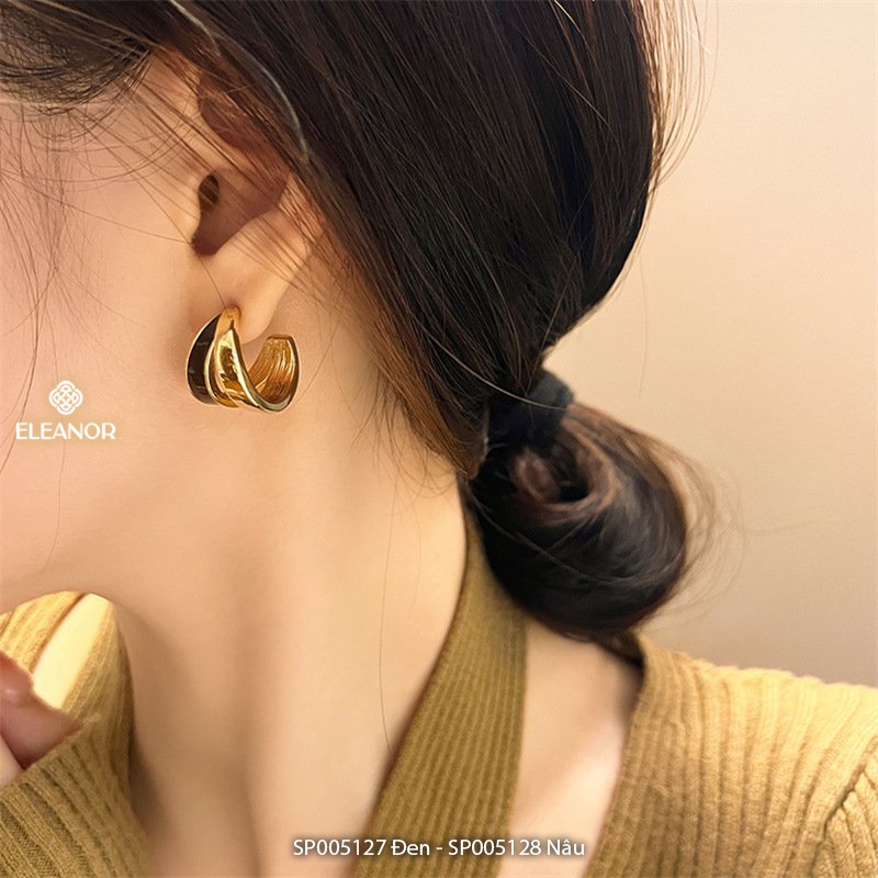 Bông tai nữ chuôi bạc 925 Eleanor Accessories phối hai màu độc đáo phụ kiện trang sức cá tính